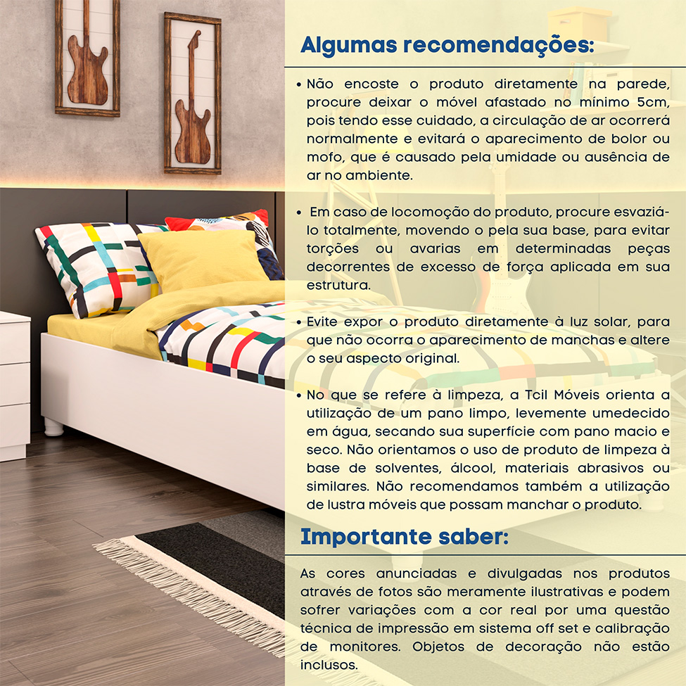 Base para Cama Box Solteiro Mônaco Neve