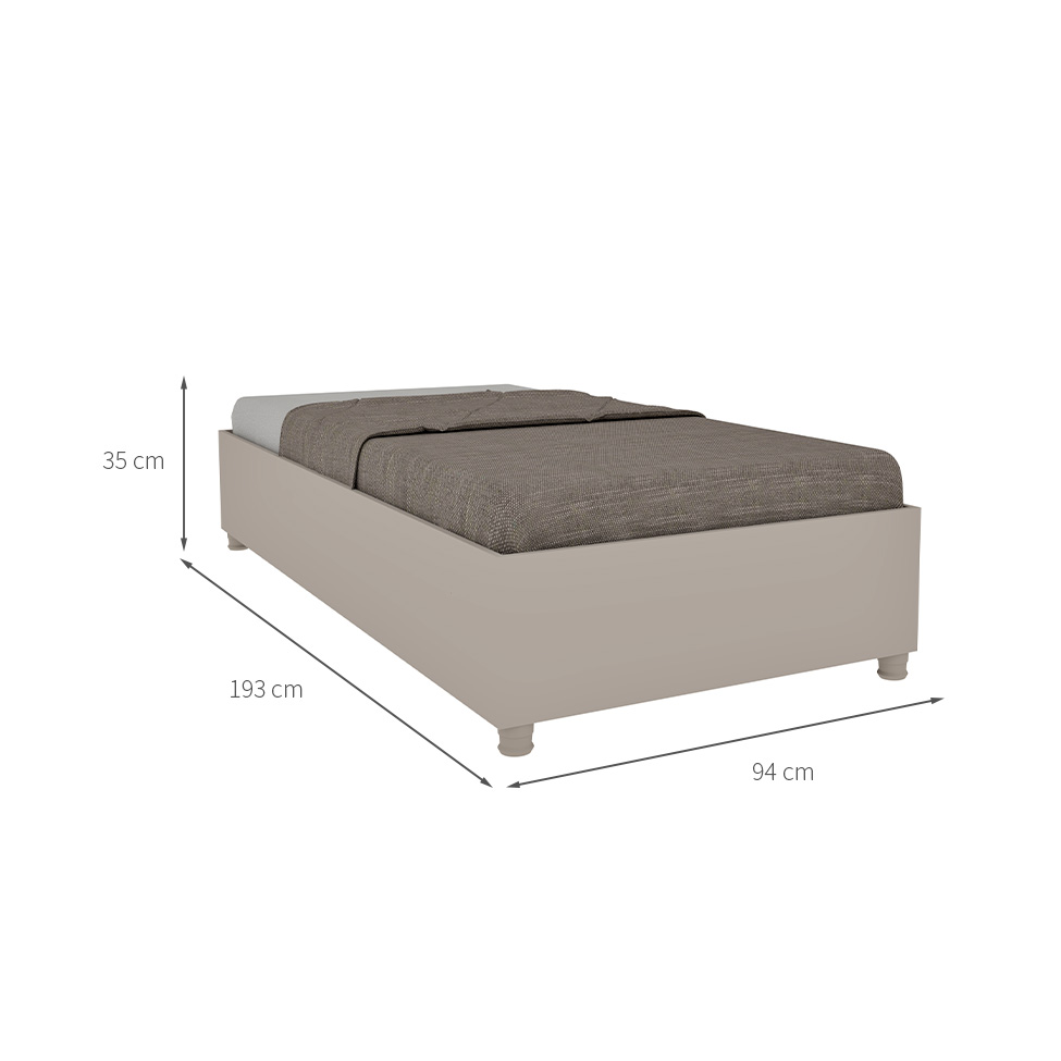 Base para Cama Box Solteiro Mônaco Off White