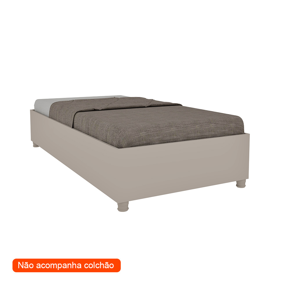 Base para Cama Box Solteiro Mônaco Off White