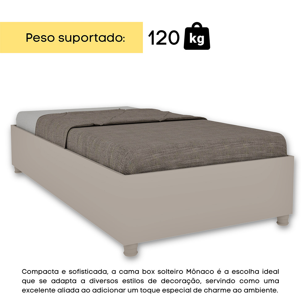 Base para Cama Box Solteiro Mônaco Off White