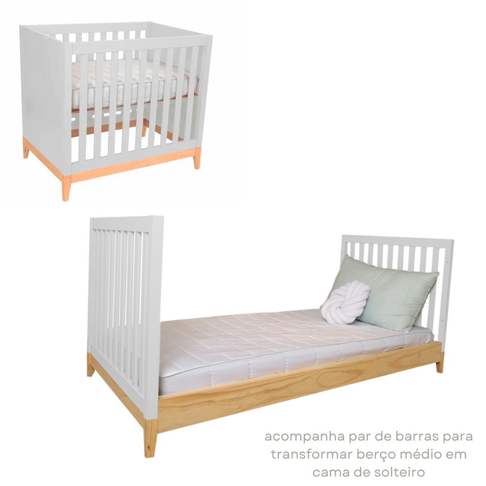 Berço 2 em 1 Amor Perfeito Branco