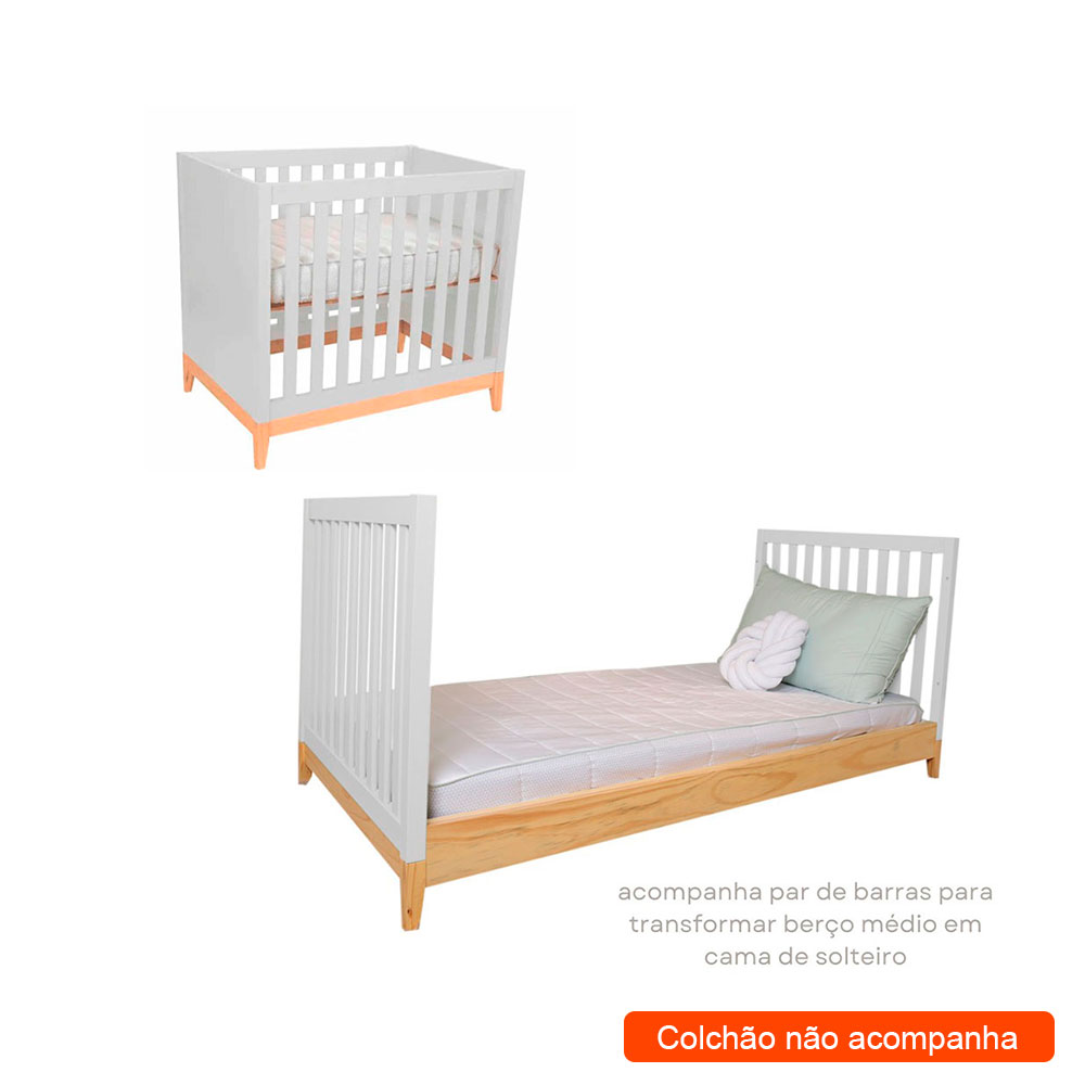 Berço 2 em 1 Amor Perfeito Branco