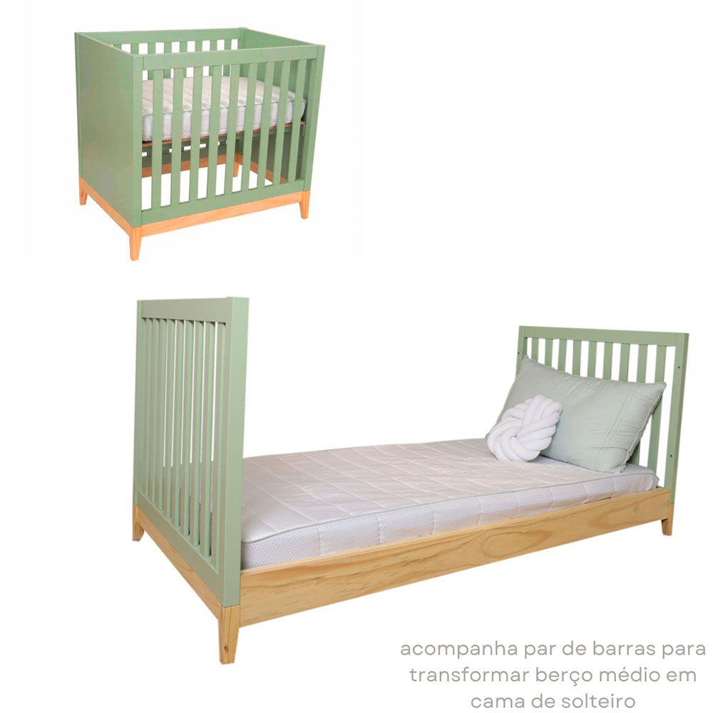 Berço 2 em 1 Amor Perfeito Verde