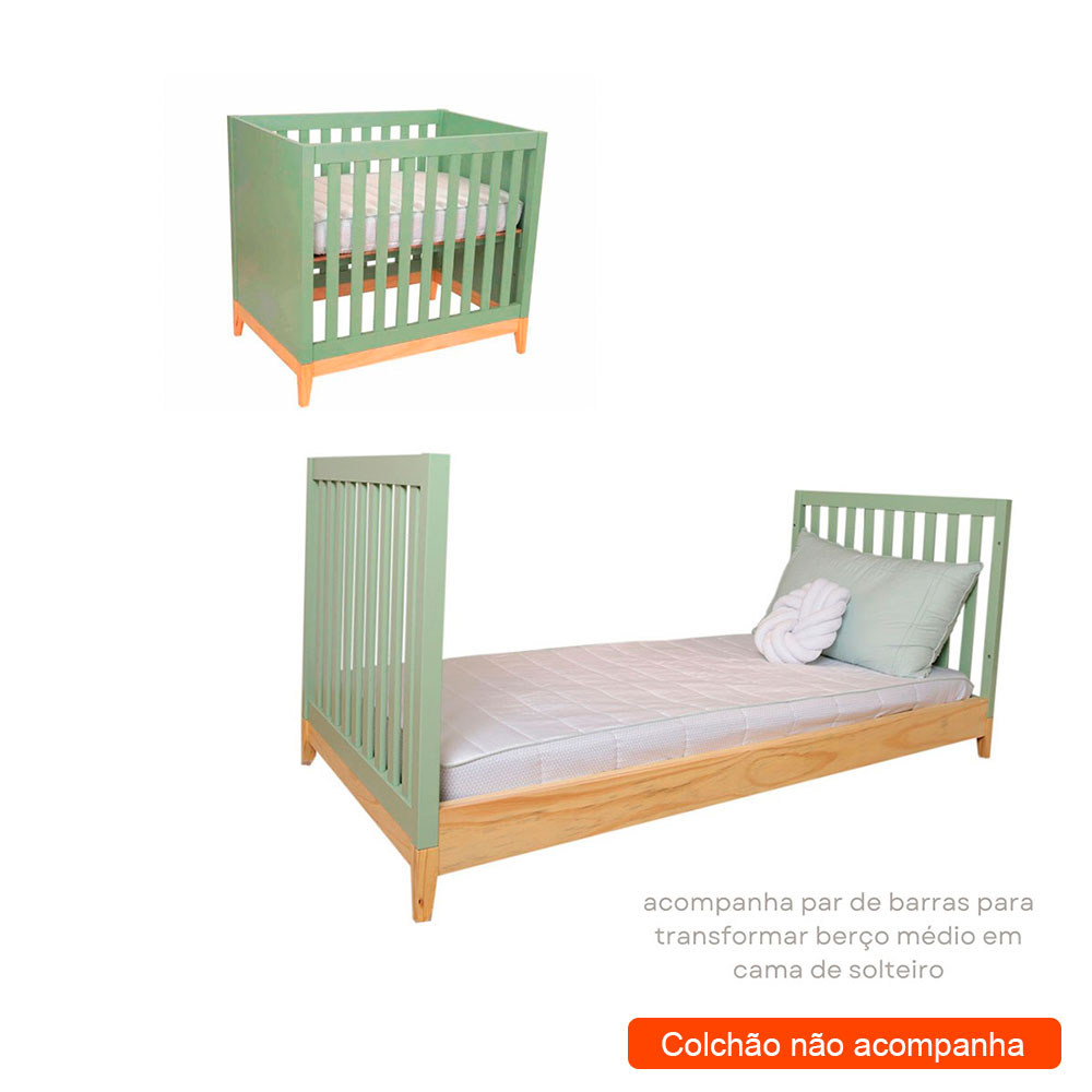 Berço 2 em 1 Amor Perfeito Verde