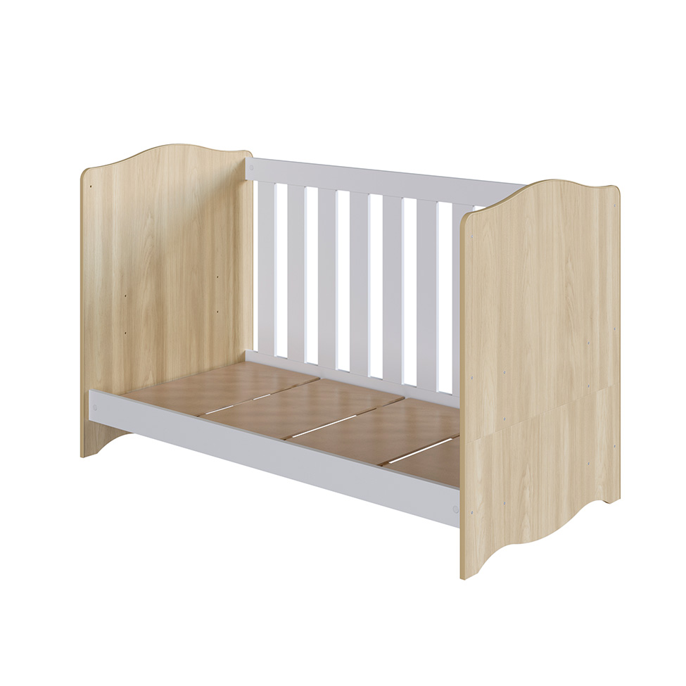 Berço 3 em 1 com Colchão Espuma D18 (10x60x130) Encanto Branco e Carvalho