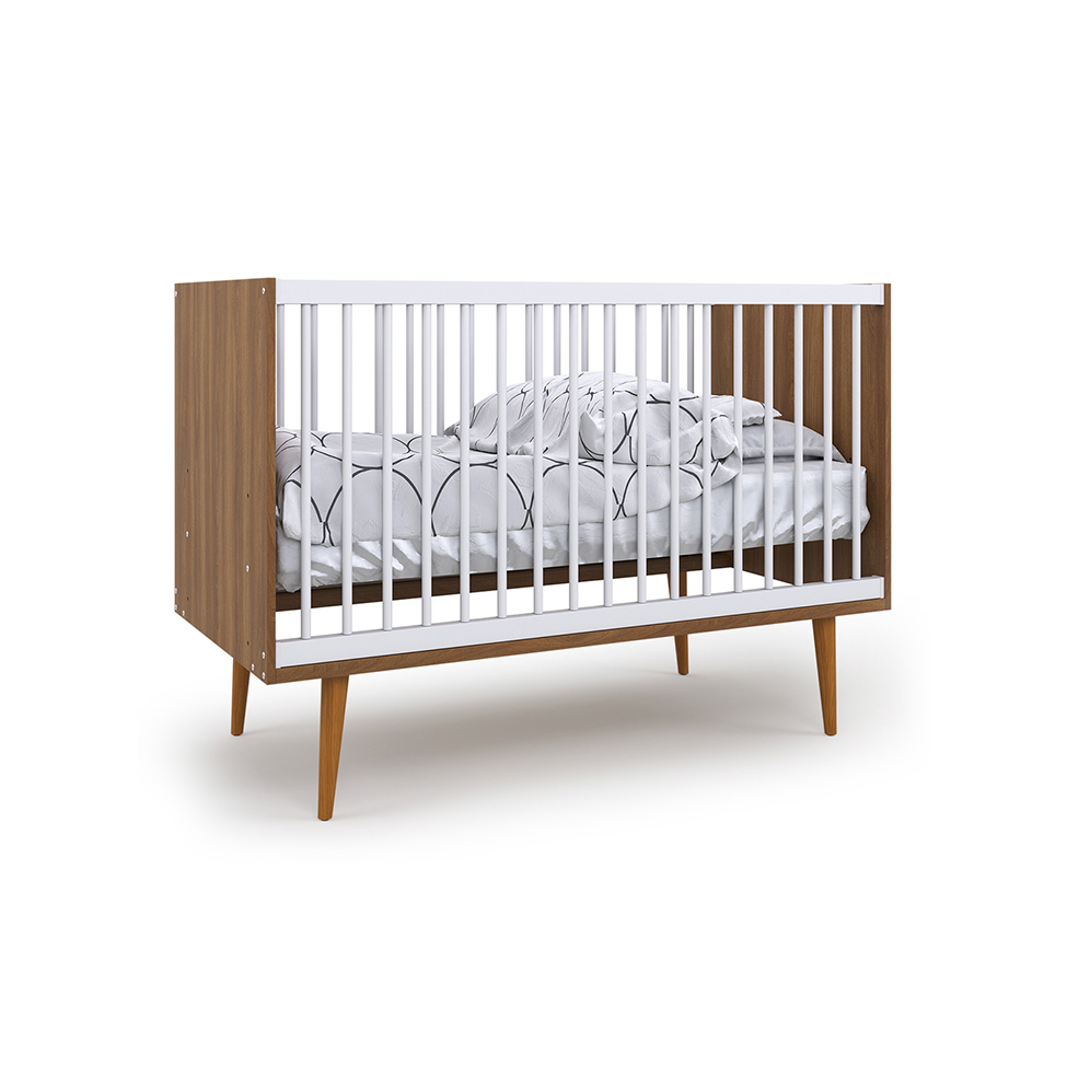 Berço Encanto Nogal e Branco 66 cm