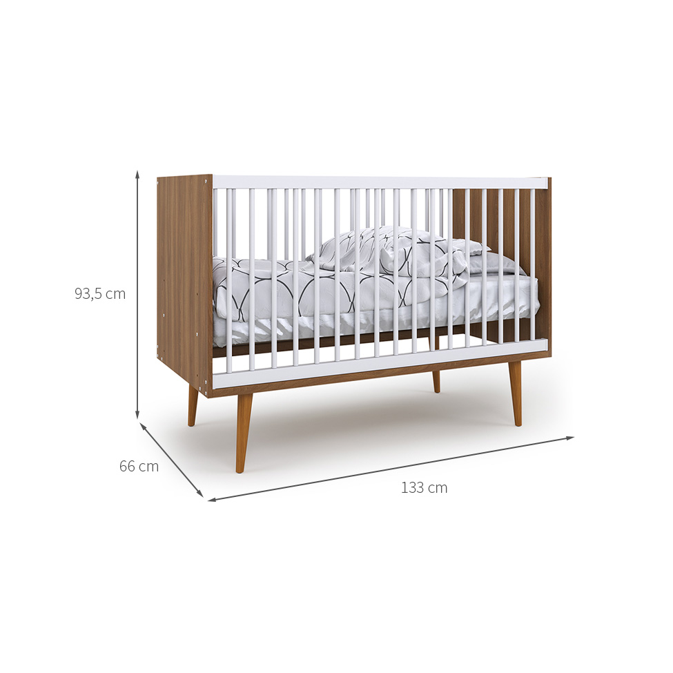 Berço Encanto Nogal e Branco 66 cm