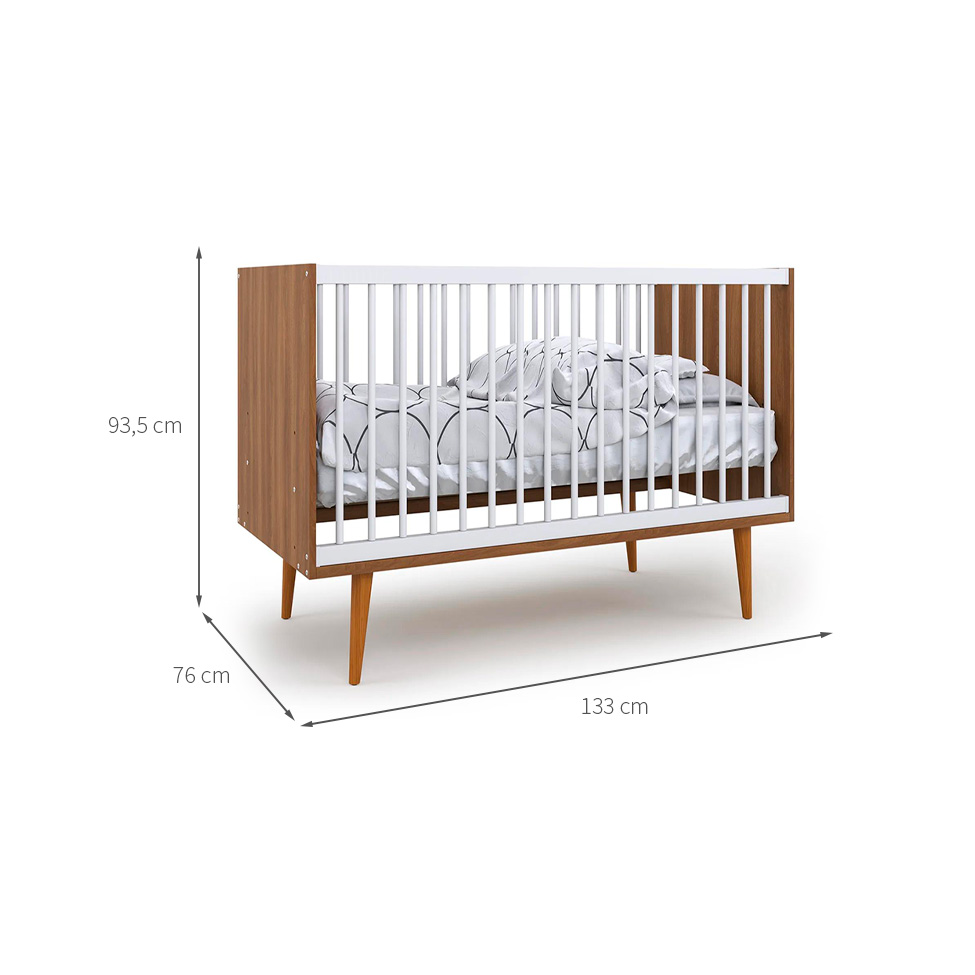 Berço Encanto Nogal e Branco 76 cm