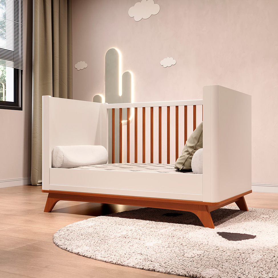 Berço Infantil Americano Sambalelê Branco e Mel