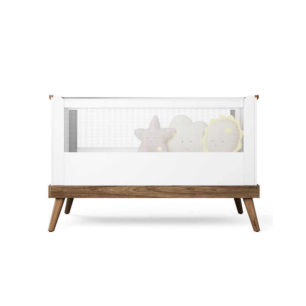 Berço Minicama Canção de Ninar Amêndoa e Branco