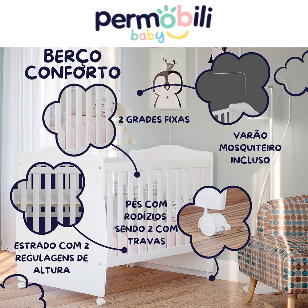 Berço Minicama Conforto Branco