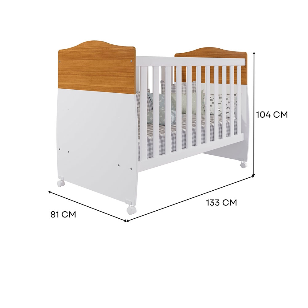 Berço Minicama Conforto Branco e Nature