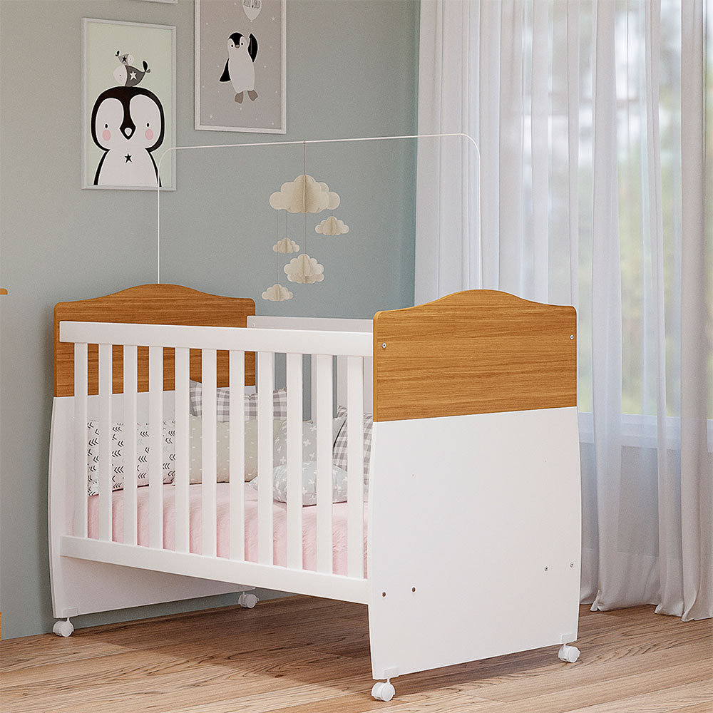 Berço Minicama Conforto Branco e Nature