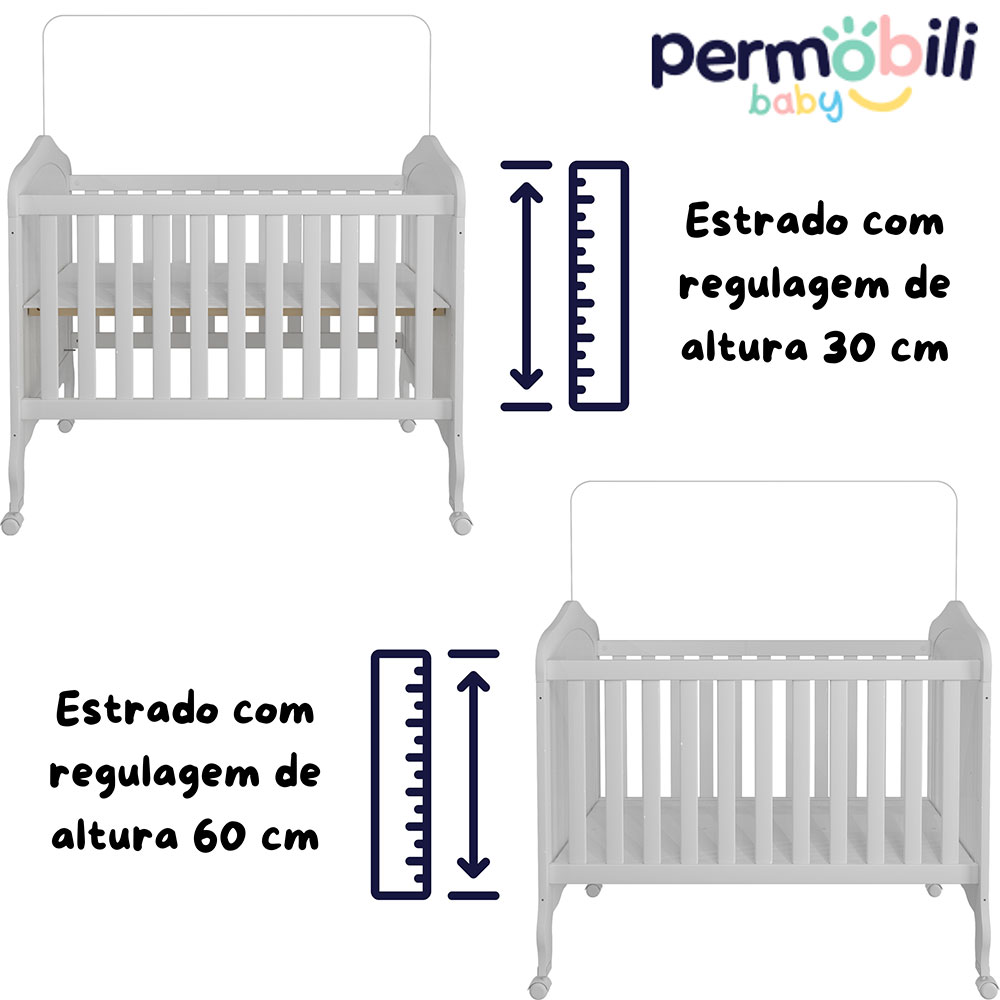 Berço Minicama Conforto Branco e Nature