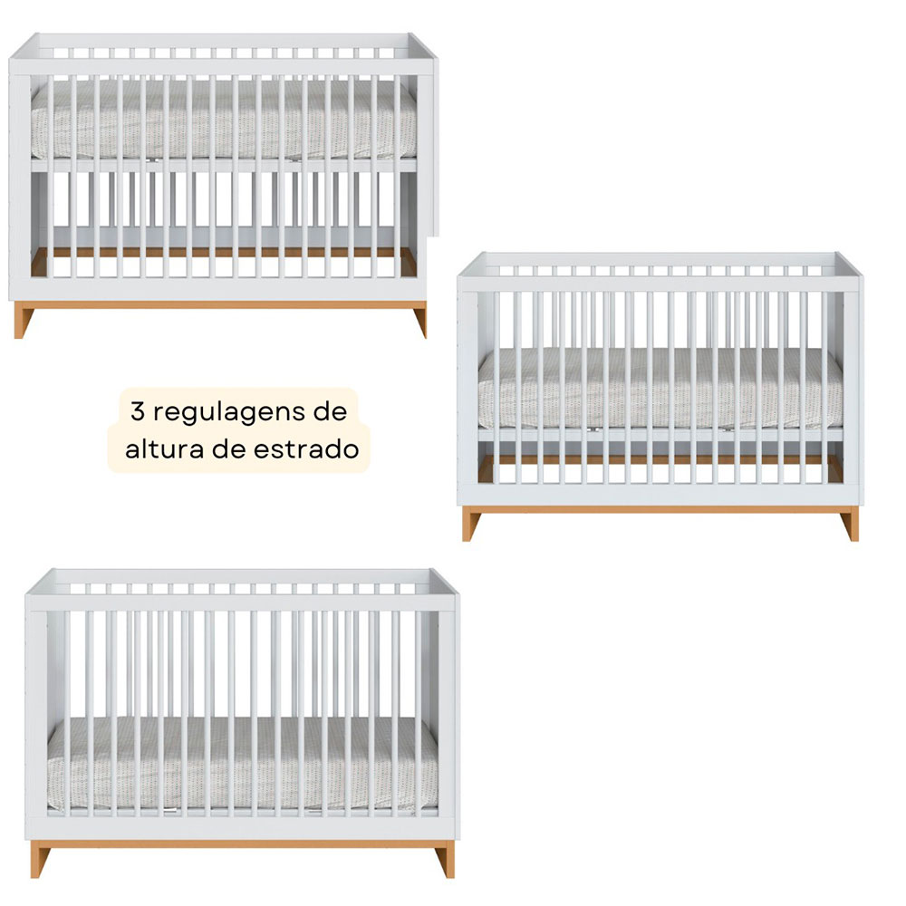 Berço Minicama Cubo Branco e Plátano