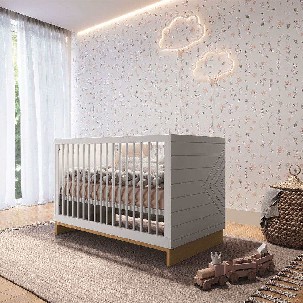 Berço Minicama Cubo Branco e Plátano