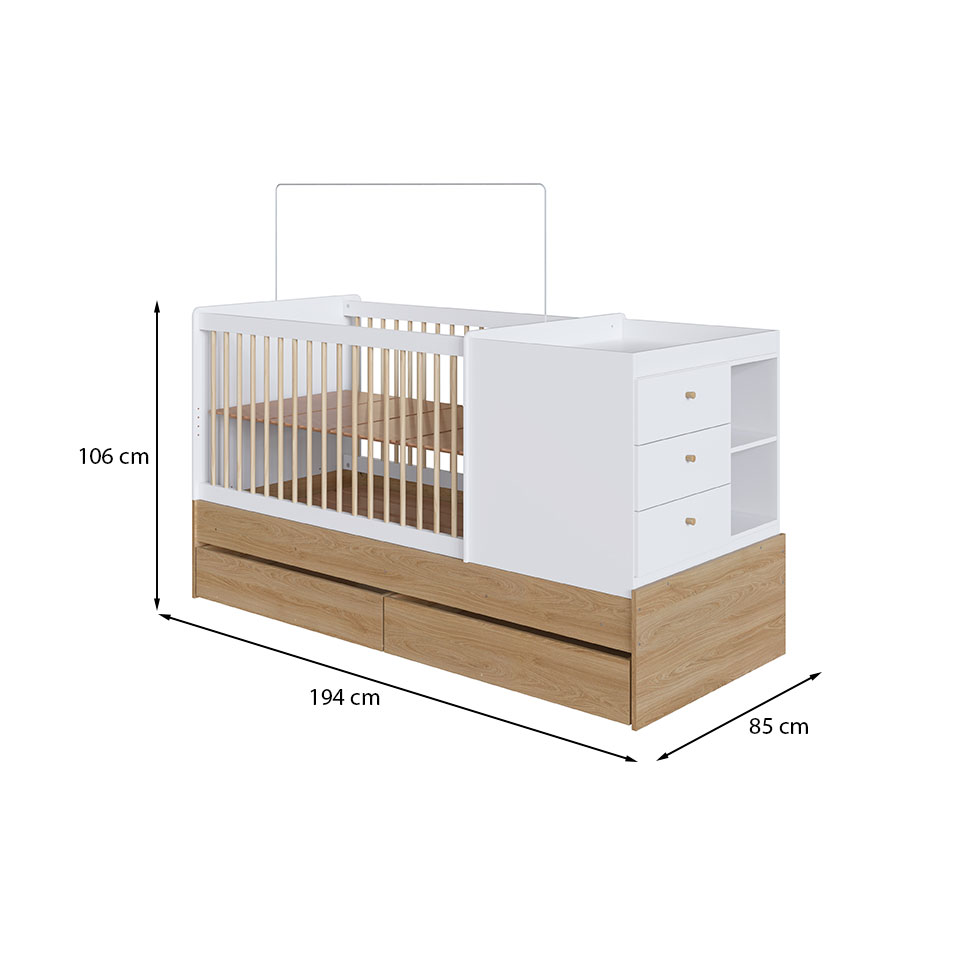 Berço Multifuncional Cristal 5 GV Aveiro e Branco
