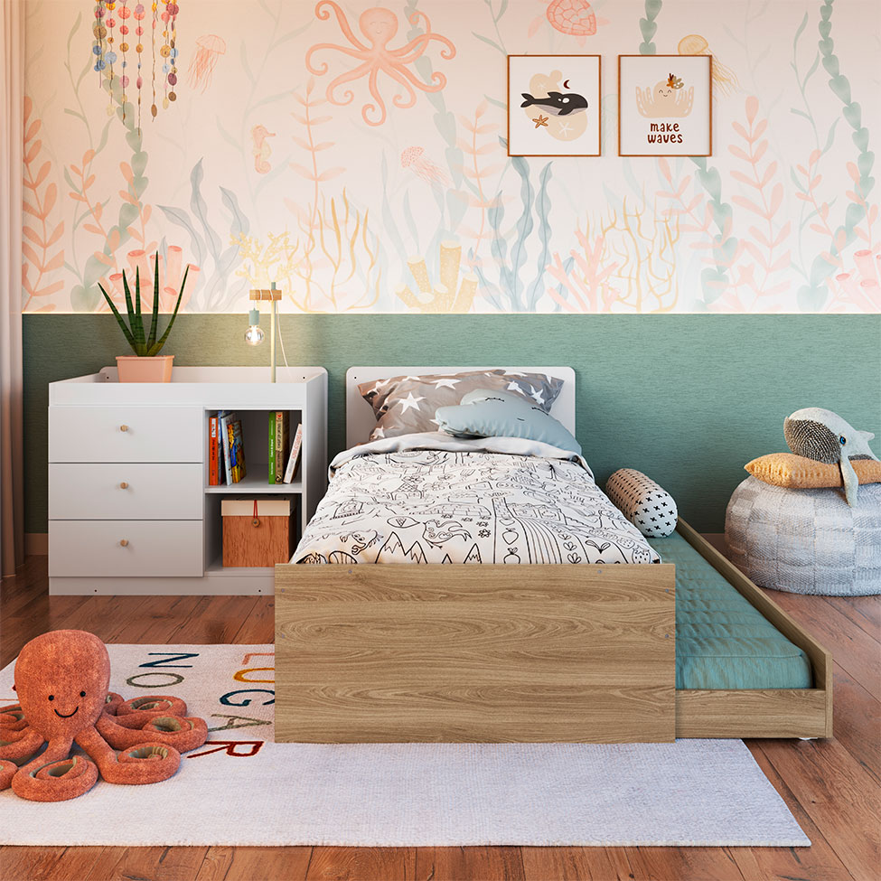 Berço Multifuncional com Cama Auxiliar Cristal 3 GV Aveiro e Branco