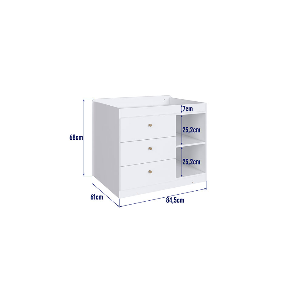 Berço Multifuncional com Cama Auxiliar Cristal 3 GV Branco