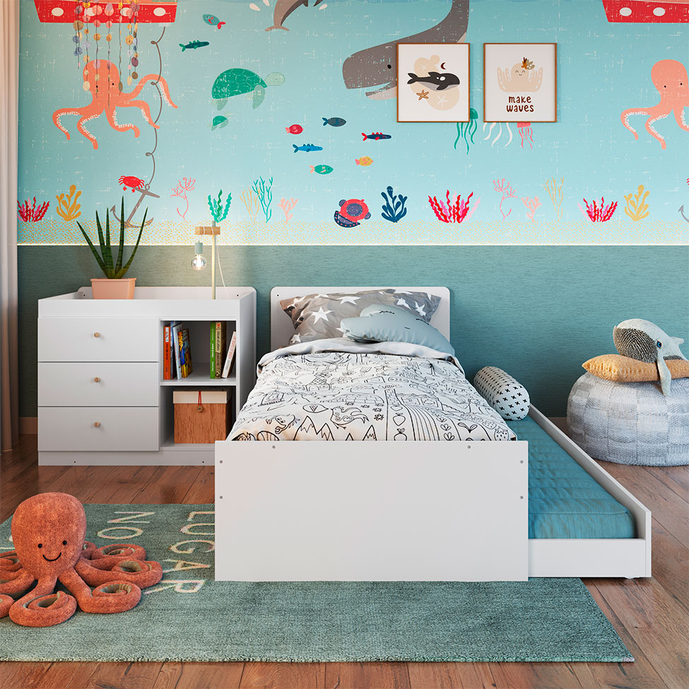 Berço Multifuncional com Cama Auxiliar Cristal 3 GV Branco