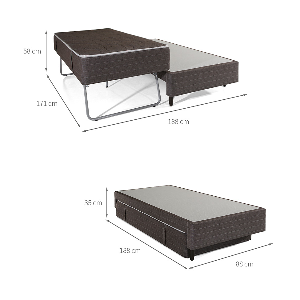 Bicama Box Solteiro Rennen Hotel (88x188) Marrom