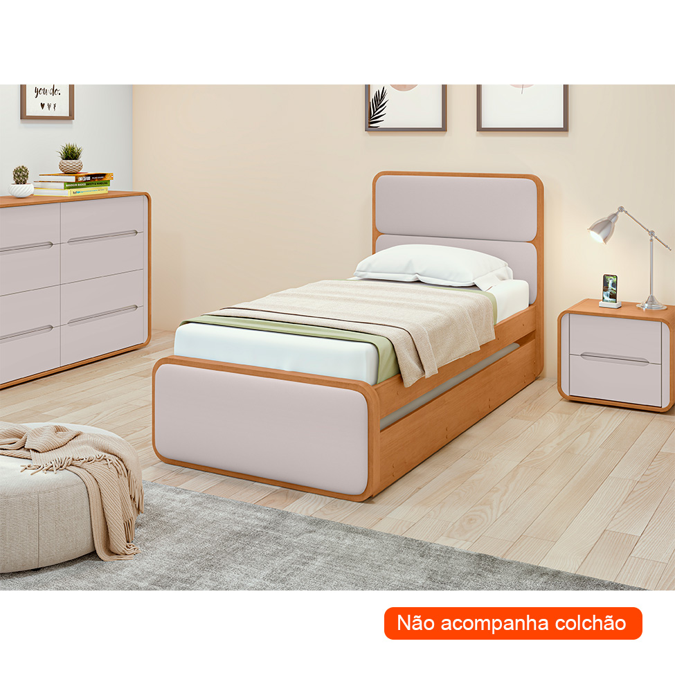 Bicama Loop Revestimento Sintético Bege e Amêndoa