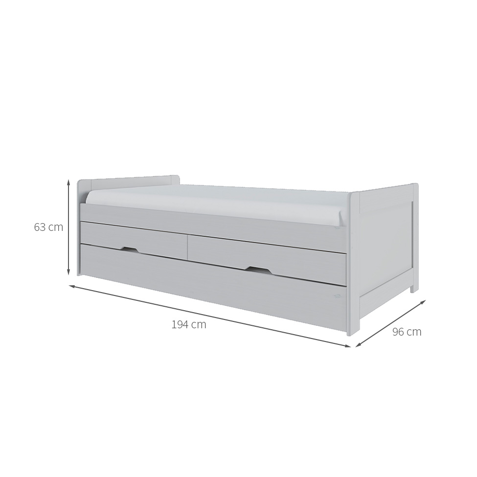 Bicama Luma Madeira Maciça 2 Gavetas Branca