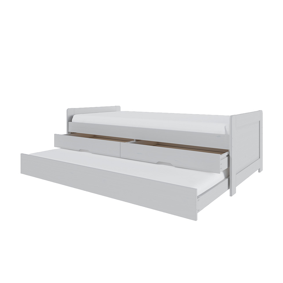 Bicama Luma Madeira Maciça 2 Gavetas Branca