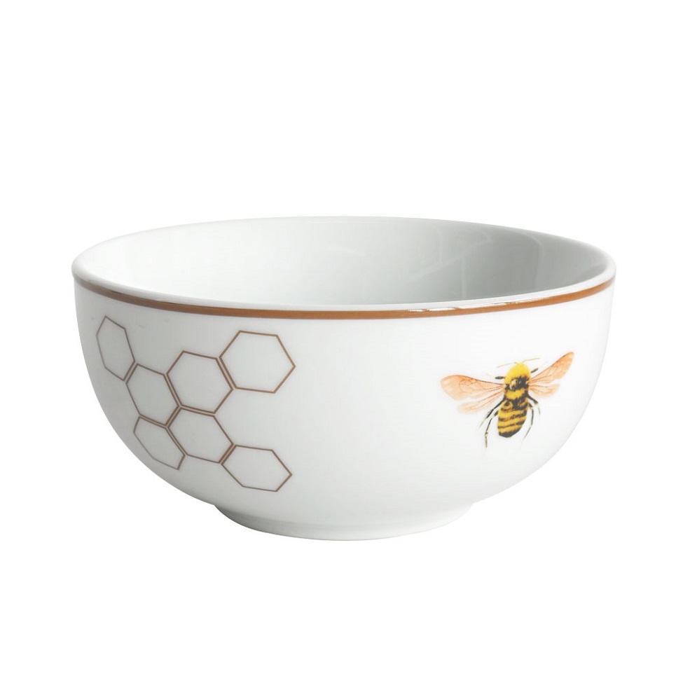 Bowl Pequenos Voadores Abelha Branco e Dourado