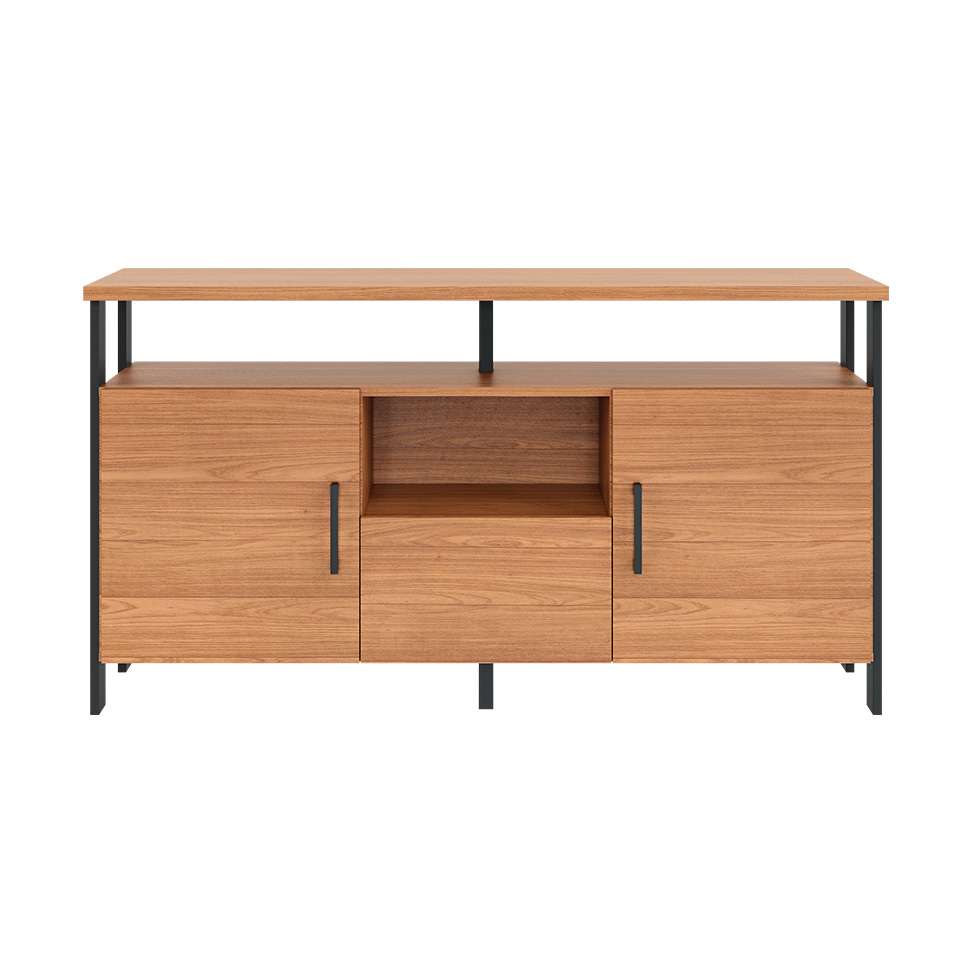Buffet Amal 100% MDF 2 Portas 1 Gaveta Freijó e Preto