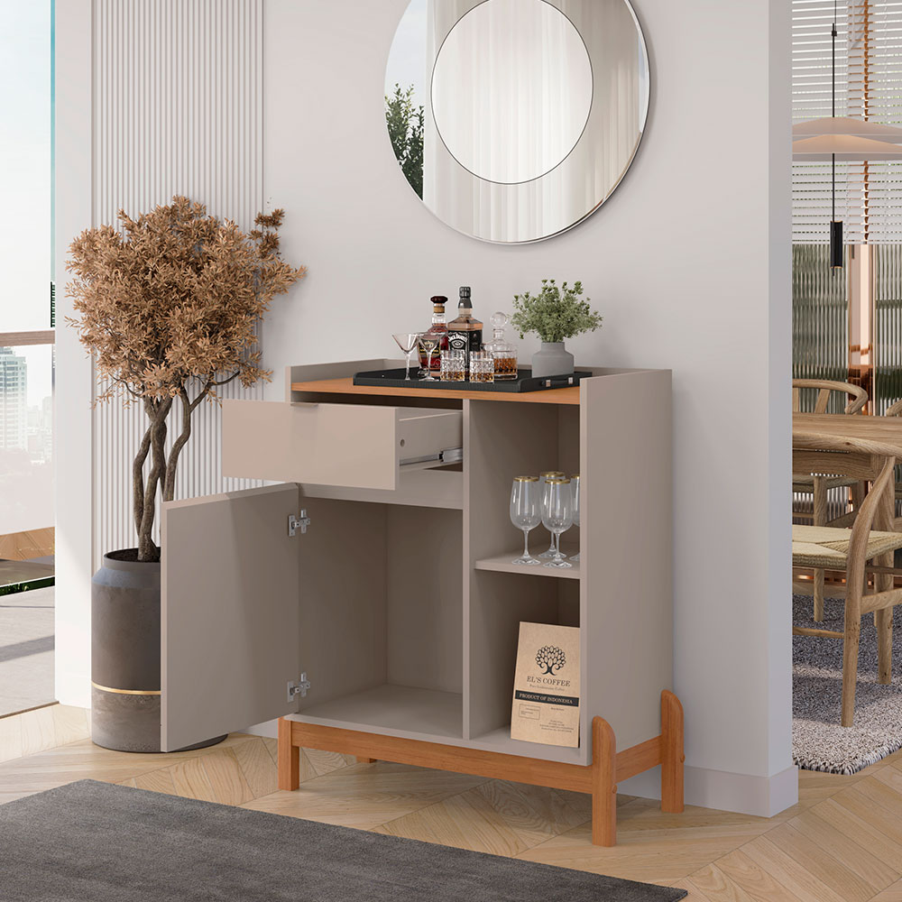 Buffet Bari 1 PT 1 GV Off White e Cedro