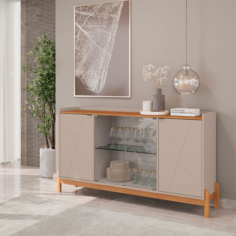 Buffet Bari 4 PT Off White e Cedro