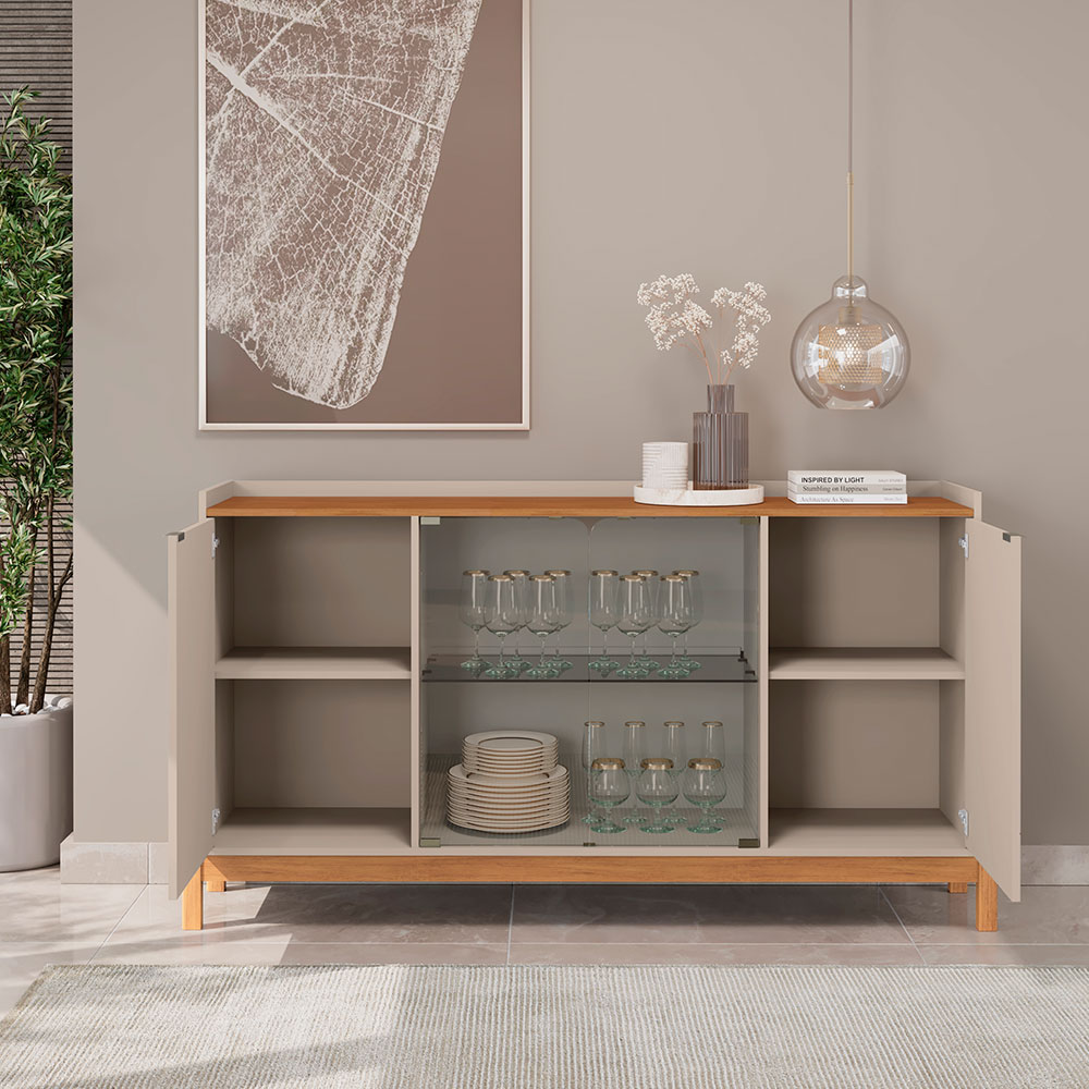 Buffet Bari 4 PT Off White e Cedro