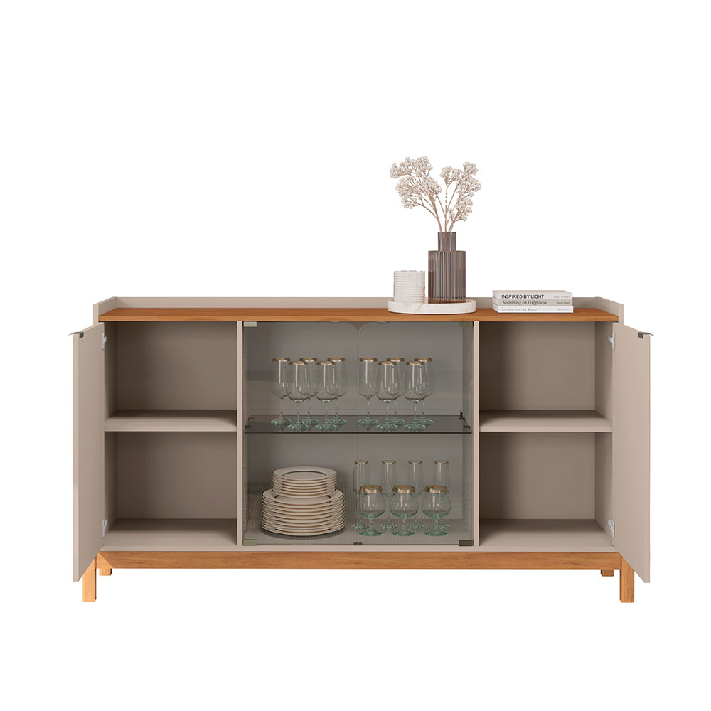 Buffet Bari 4 PT Off White e Cedro