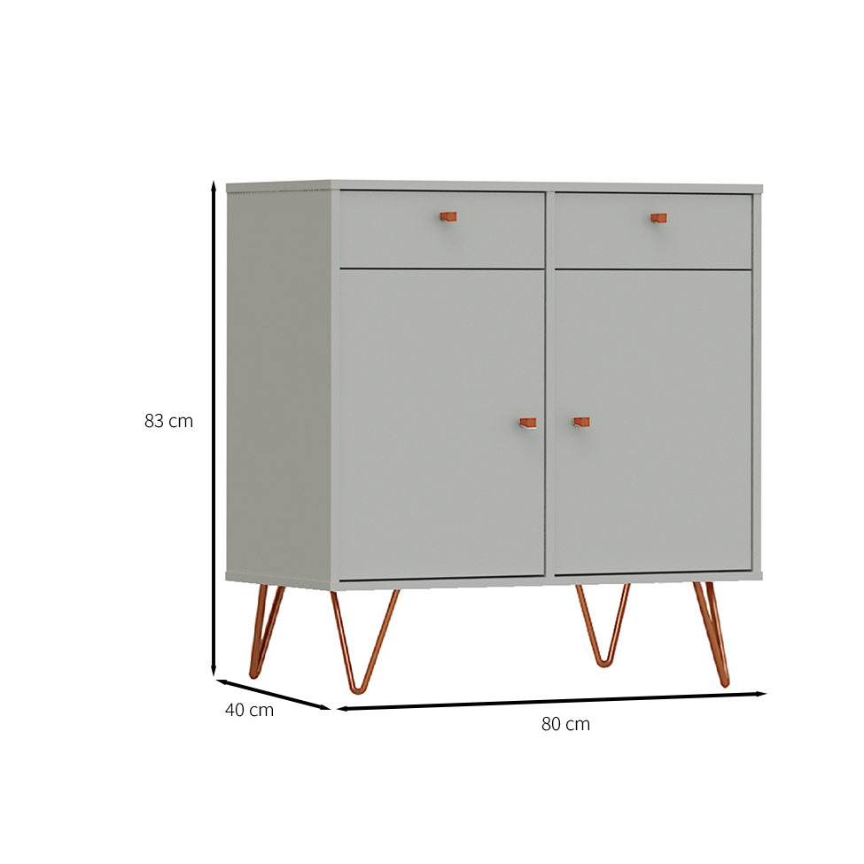 Buffet Ônix 2 PT 2 GV Off White e Cobre
