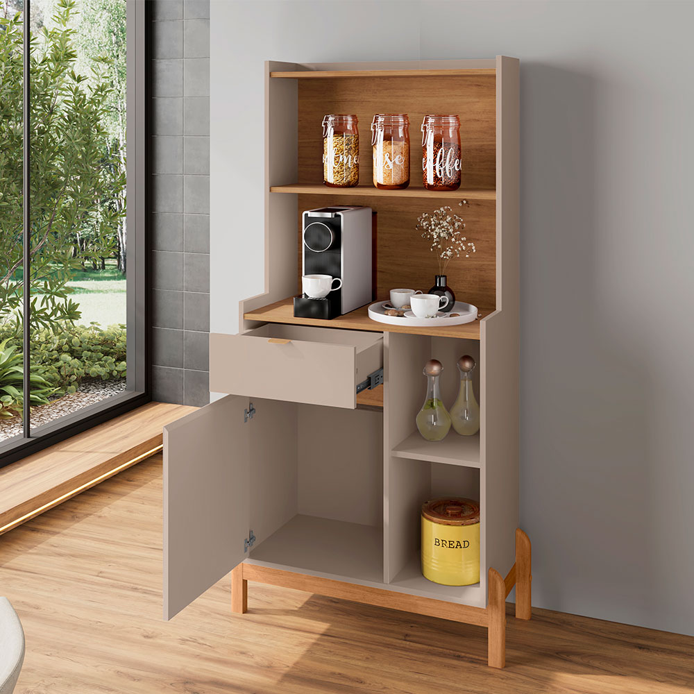 Buffet Cantinho do Café Bari 1 PT 1 GV Off White e Cedro