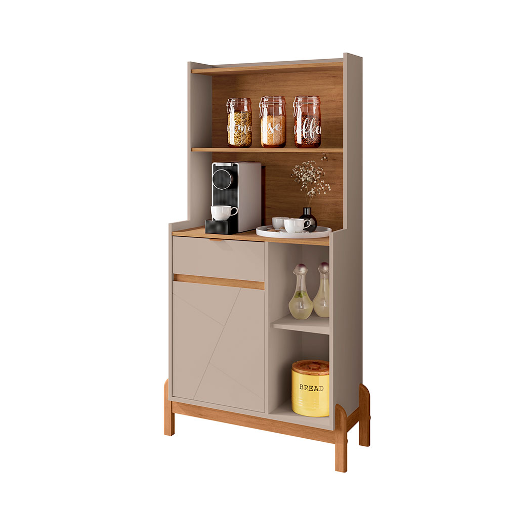 Buffet Cantinho do Café Bari 1 PT 1 GV Off White e Cedro