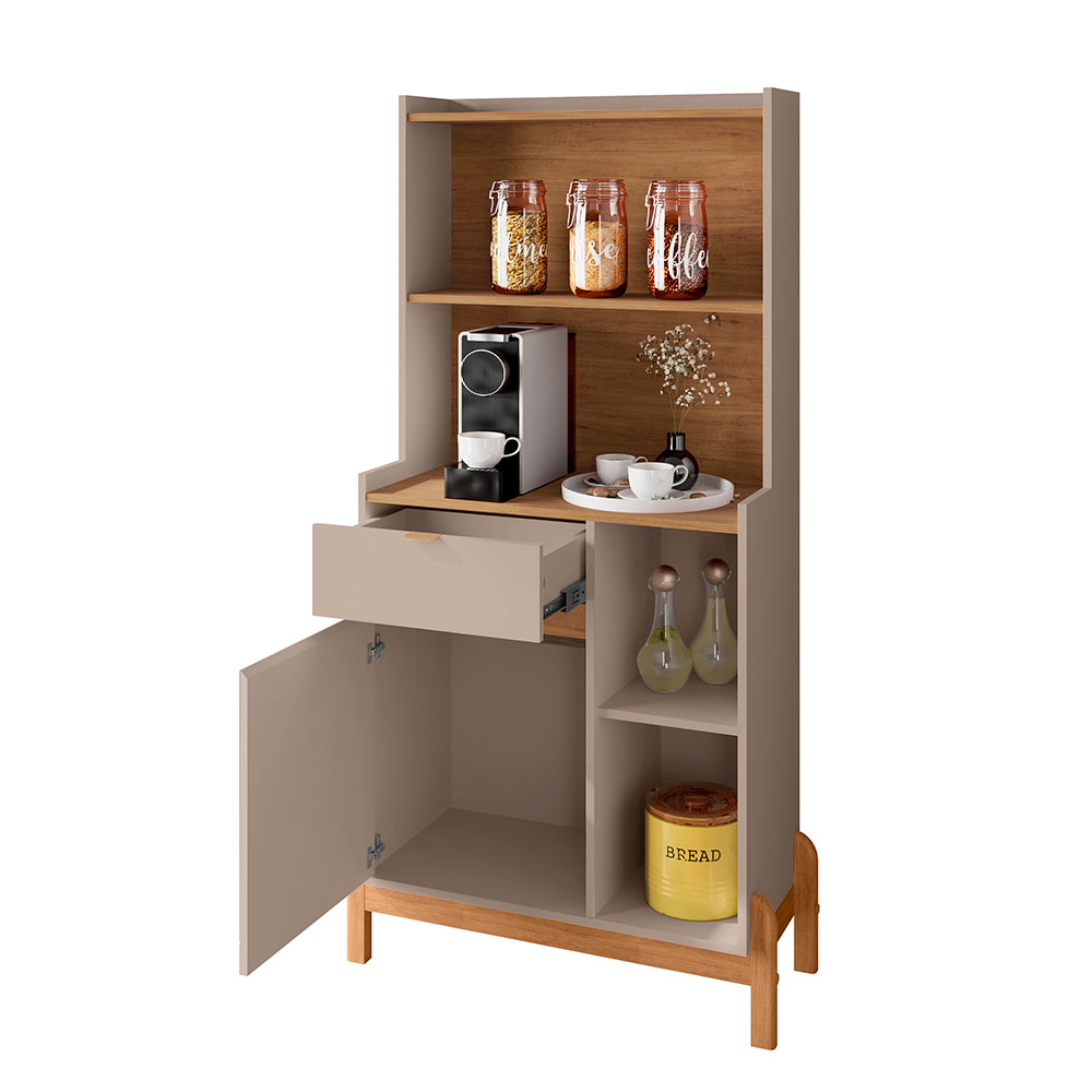 Buffet Cantinho do Café Bari 1 PT 1 GV Off White e Cedro