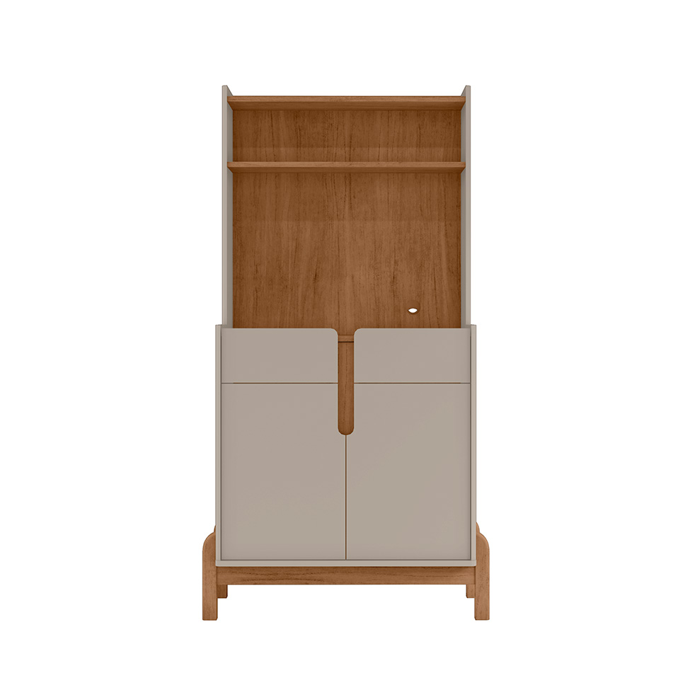 Buffet Cantinho do Café Lizz 2 PT 2 GV Off White e Cedro