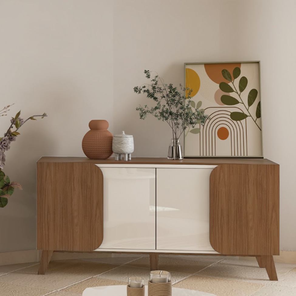 Buffet Elegance 4 Portas Cedro e Off White
