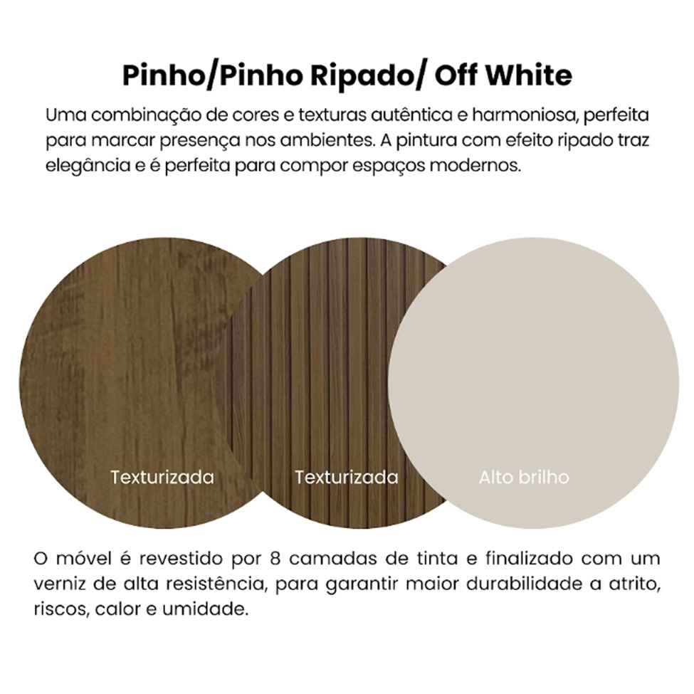 Buffet Elegance 4 Portas Pinho e Off White