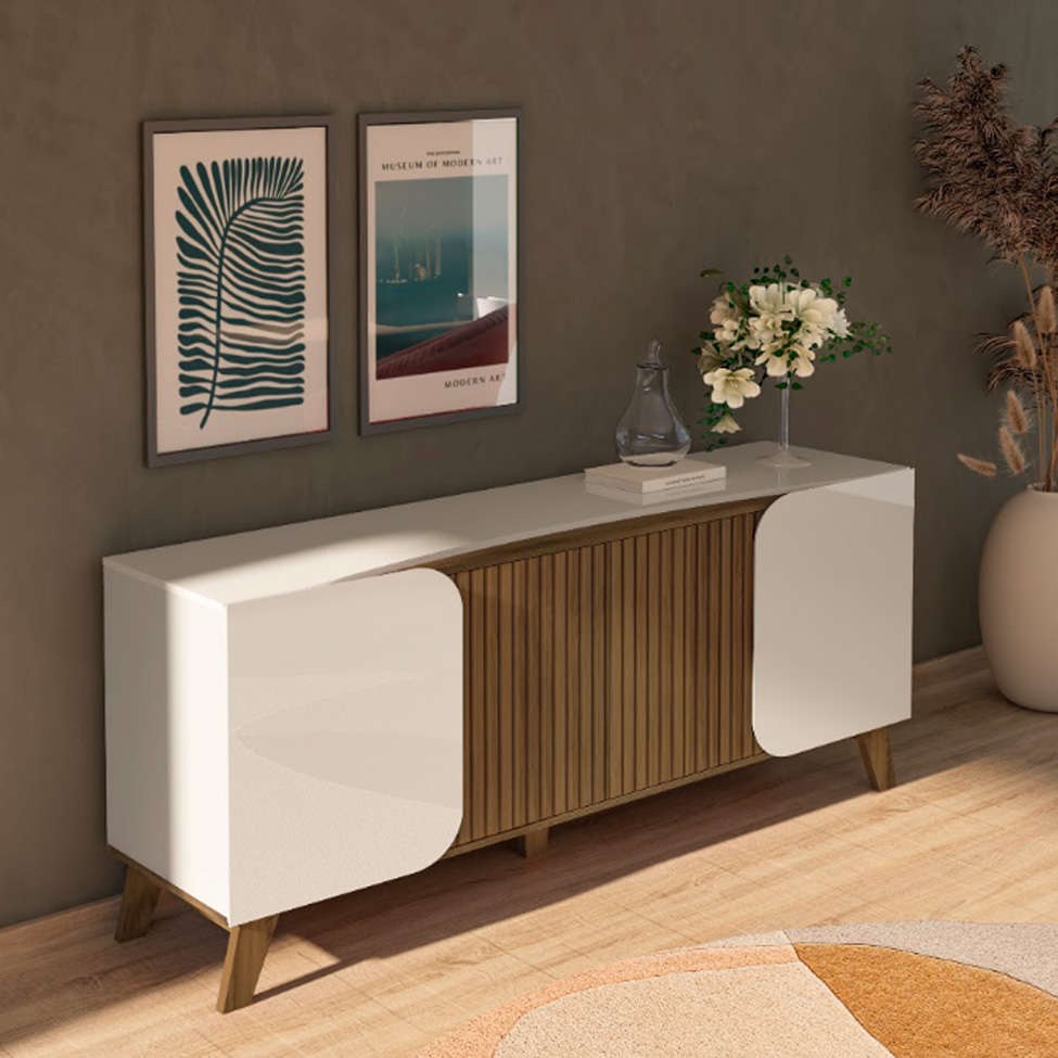 Buffet Elegance 4 Portas Pinho e Off White