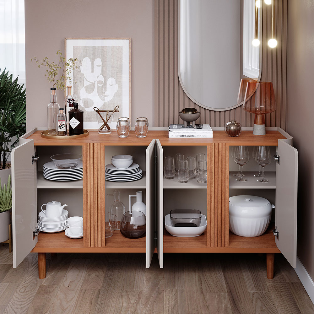 Buffet Eva 4 PT Off White e Cinamomo
