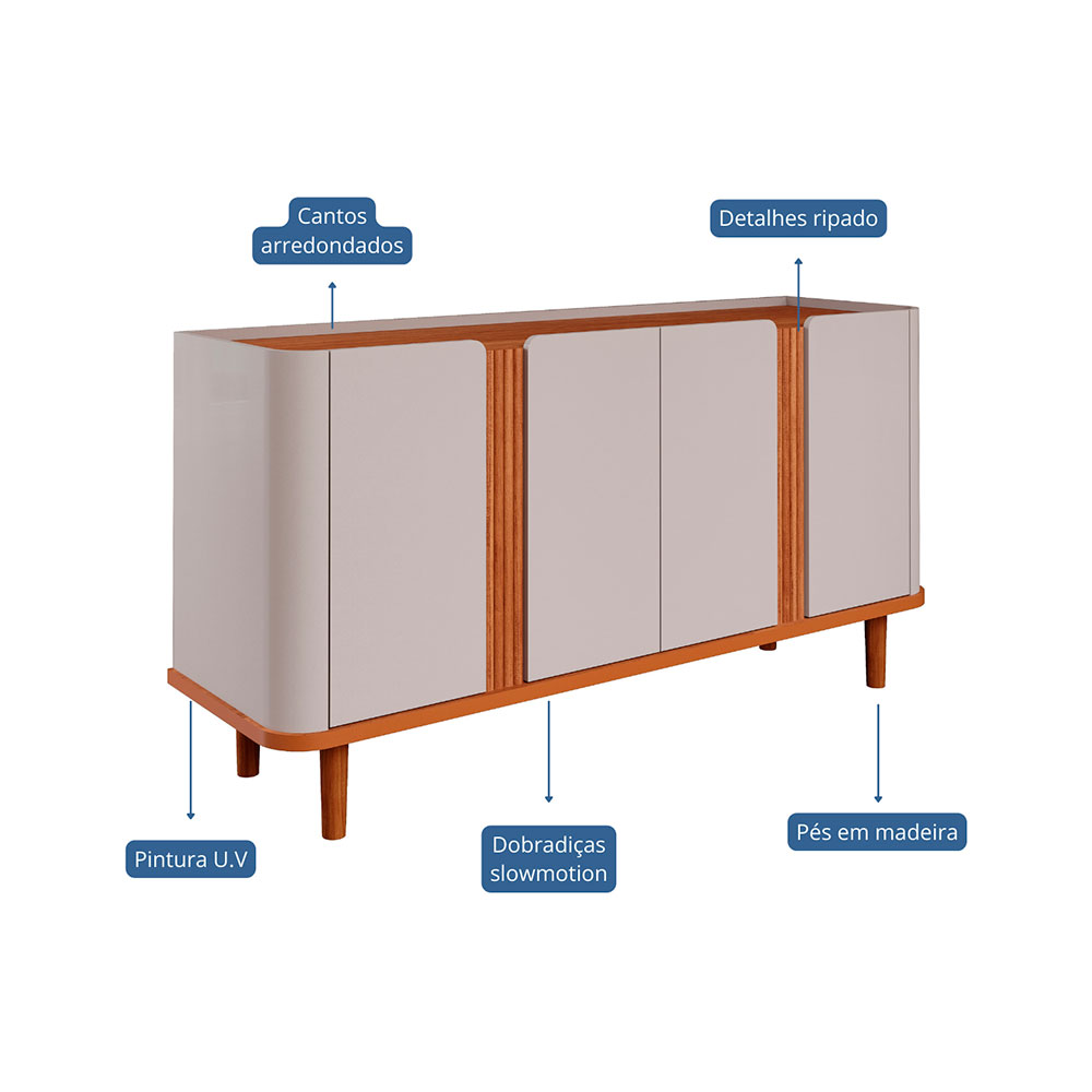Buffet Eva 4 PT Off White e Cinamomo