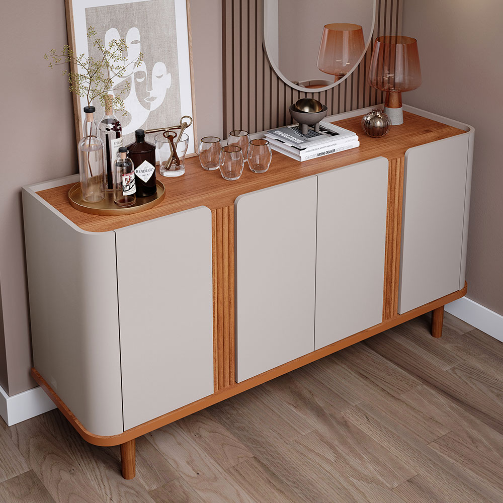 Buffet Eva 4 PT Off White e Cinamomo
