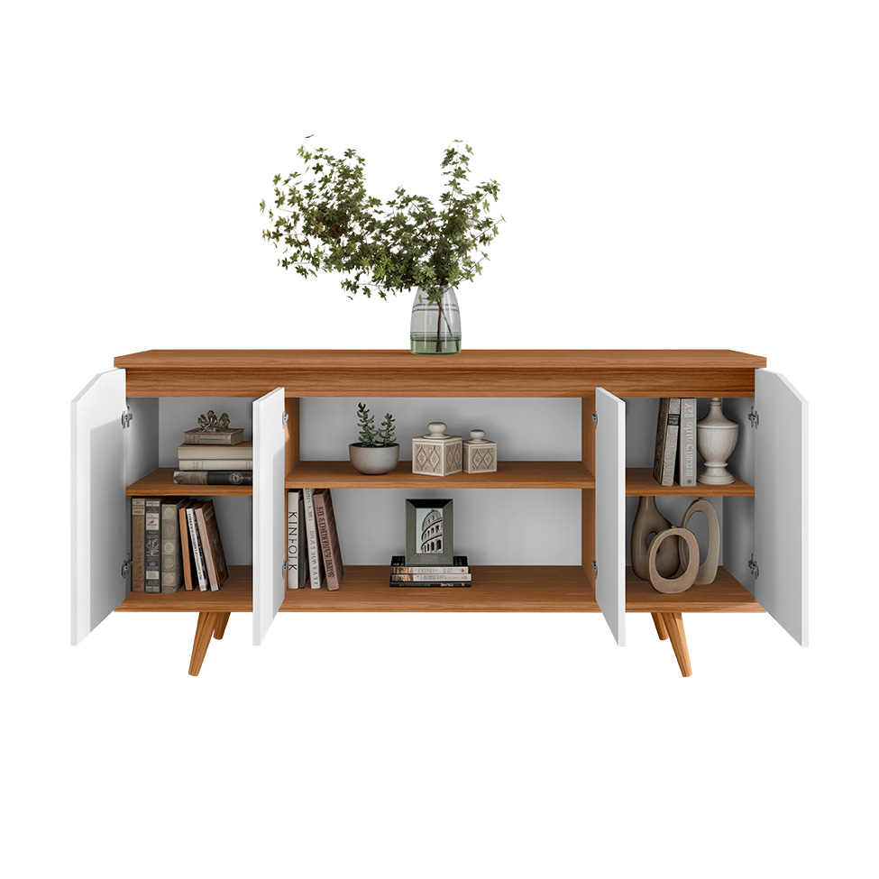 Buffet Grace 4 Portas Branco e Cedro