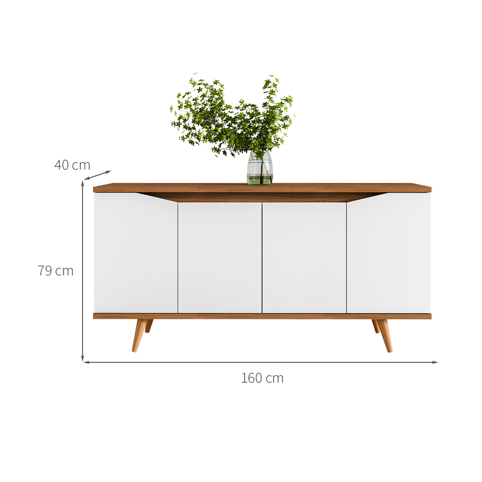 Buffet Grace 4 Portas Branco e Cedro