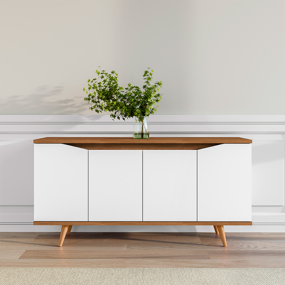 Buffet Grace 4 Portas Branco e Cedro
