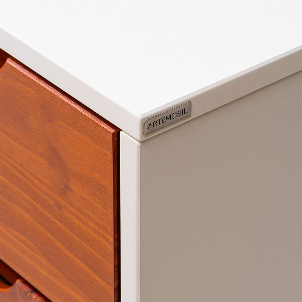 Buffet Happy 2 Portas 3 Gavetas Off White e Garapa