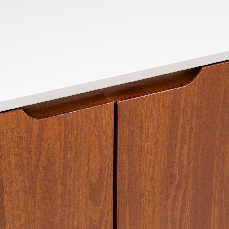 Buffet Happy 2 Portas 3 Gavetas Off White e Garapa